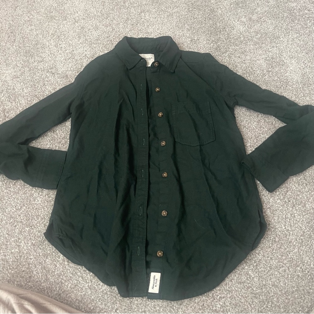 Abercrombie & Fitch Dark Green Casual Button Down Shirt